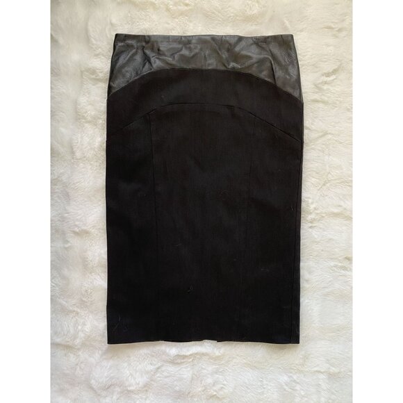 Artelier Nicole Miller Black Leather Pencil Skirt SIze 10 - Picture 2 of 5